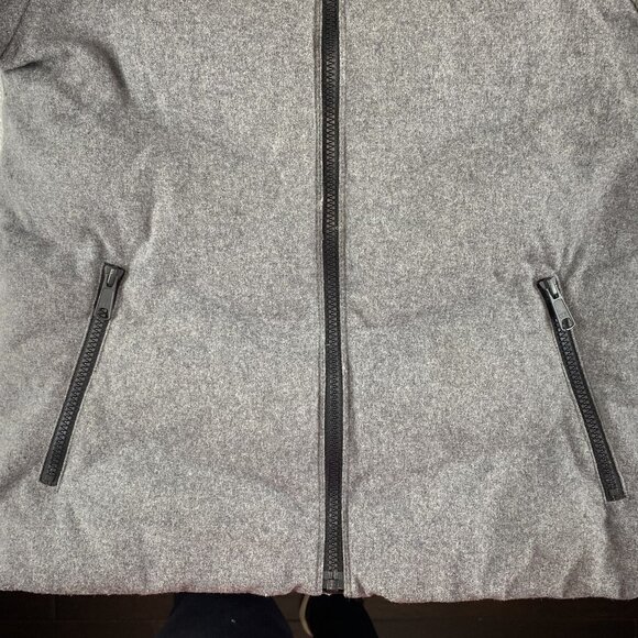 Gap S Primaloft Heather Grey Wool Alt Down Hooded Jacket Coat Zippered Pockets - Picture 12 of 14